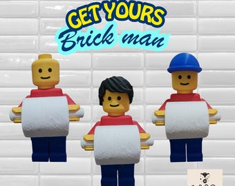 Lustiger LEGO-inspirierter Toilettenpapierhalter, Brick Man Badezimmerspender, 3D-gedruckter wandmontierter Toilettenpapierhalter, schrulliges Badezimmerdekor-Geschenk