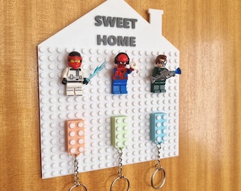 LEGO Compatible Key Holder Custom Brick Keychains Fun Wall Organizer Modern Key Storage Entryway Key Rack Personalized Gifts Customized