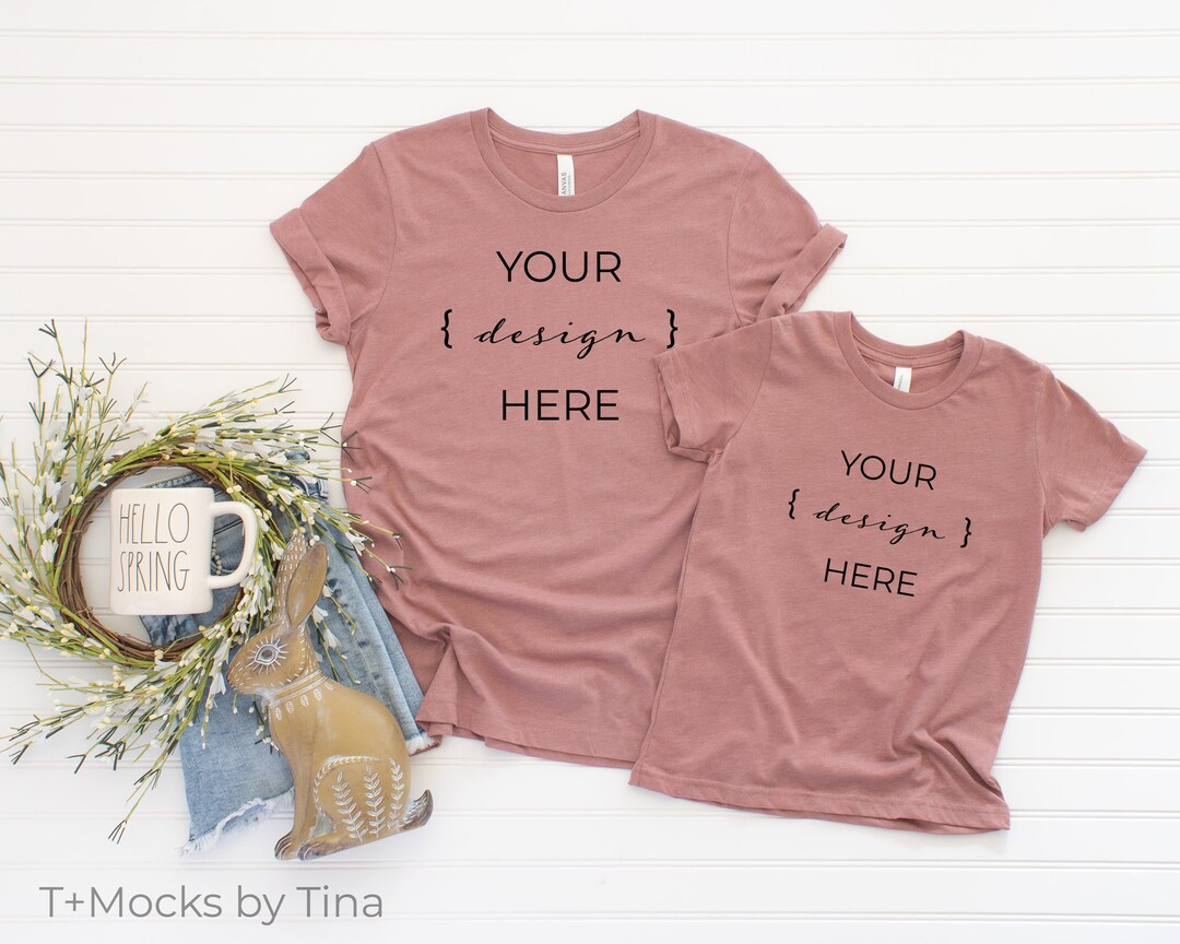 Mommy and Me Pink T-shirt Mockup Heather Mauve Tee Mock - Etsy