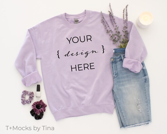 Orchid Gildan Sweatshirt Mockup Spring 