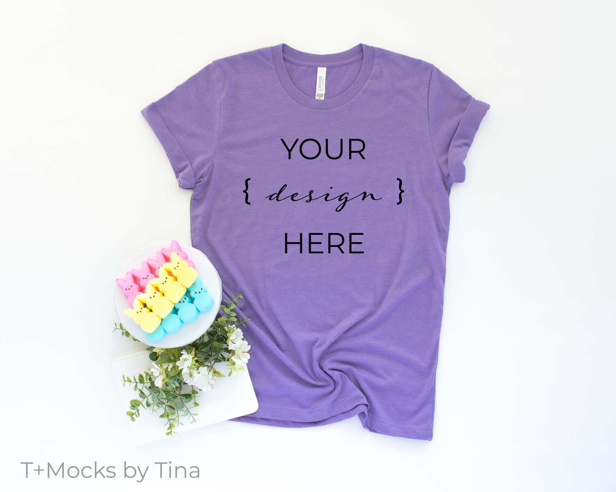 Download Purple T-Shirt Mockup Template Bella Canvas Easter Peep | Etsy