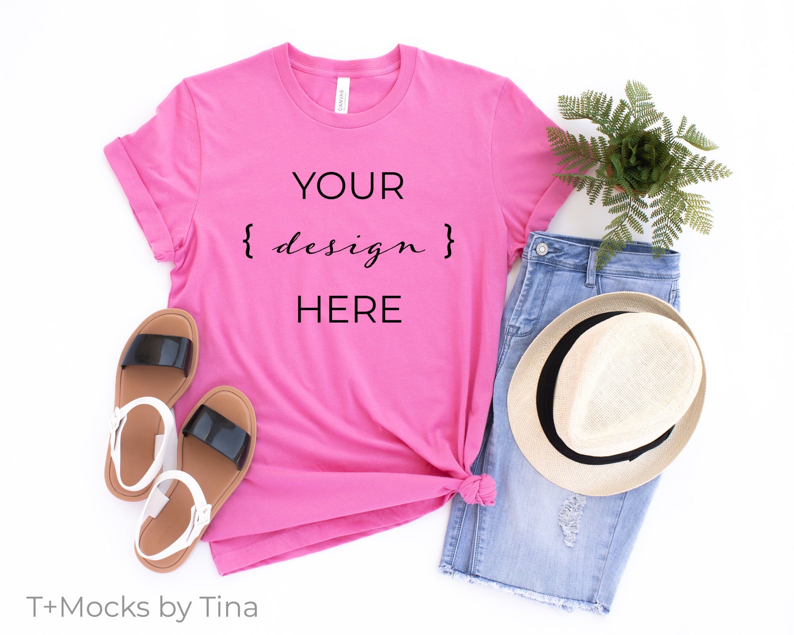 Heather Charity Pink Tshirt Mockup Bella Canvas 3001 Tshirt Flat Lay