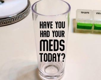Pill Reminder Shot Glass: Shatter Resistant Acrylic, Remind a Teen, Mom Grandma Elderly Helper, Bathroom Accessory, Pill Organizer Accessory
