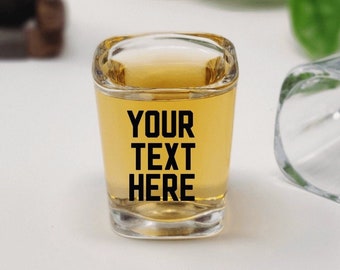 Personalized Shot Glass with Your Text - Customize a Large 2.2oz Square Shot Glass -High Quality, Non-Toxic, Lead-Free, Individually Wrapped