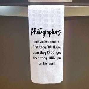 Photographer Gifts: Bar or Hand Towel, Photography Lovers, Funny Thank You Gift Wedding Photographer, Camera Lovers Birthday Gift, Under 15