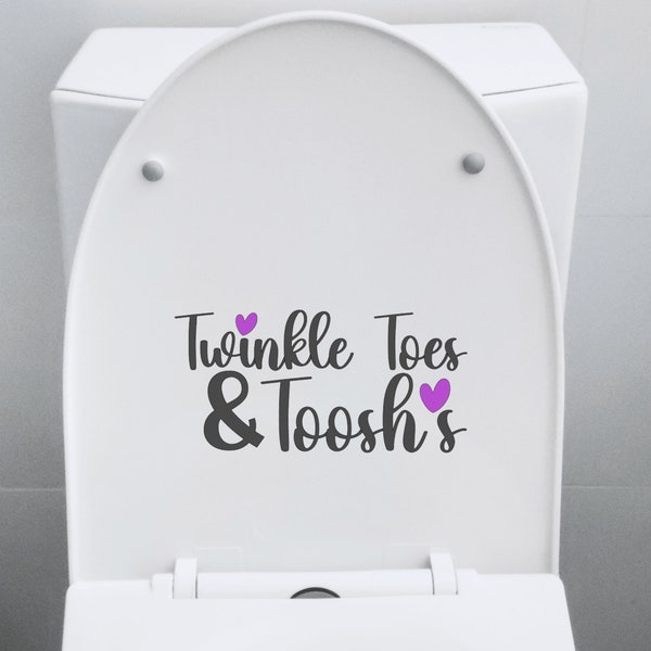 Cute Bathroom Decal for Little Girls - Removable Adhesive for Toilet, Tub, Mirror, and Shower - Twinkle Toes and Toosh's, Fun Decor for Kids