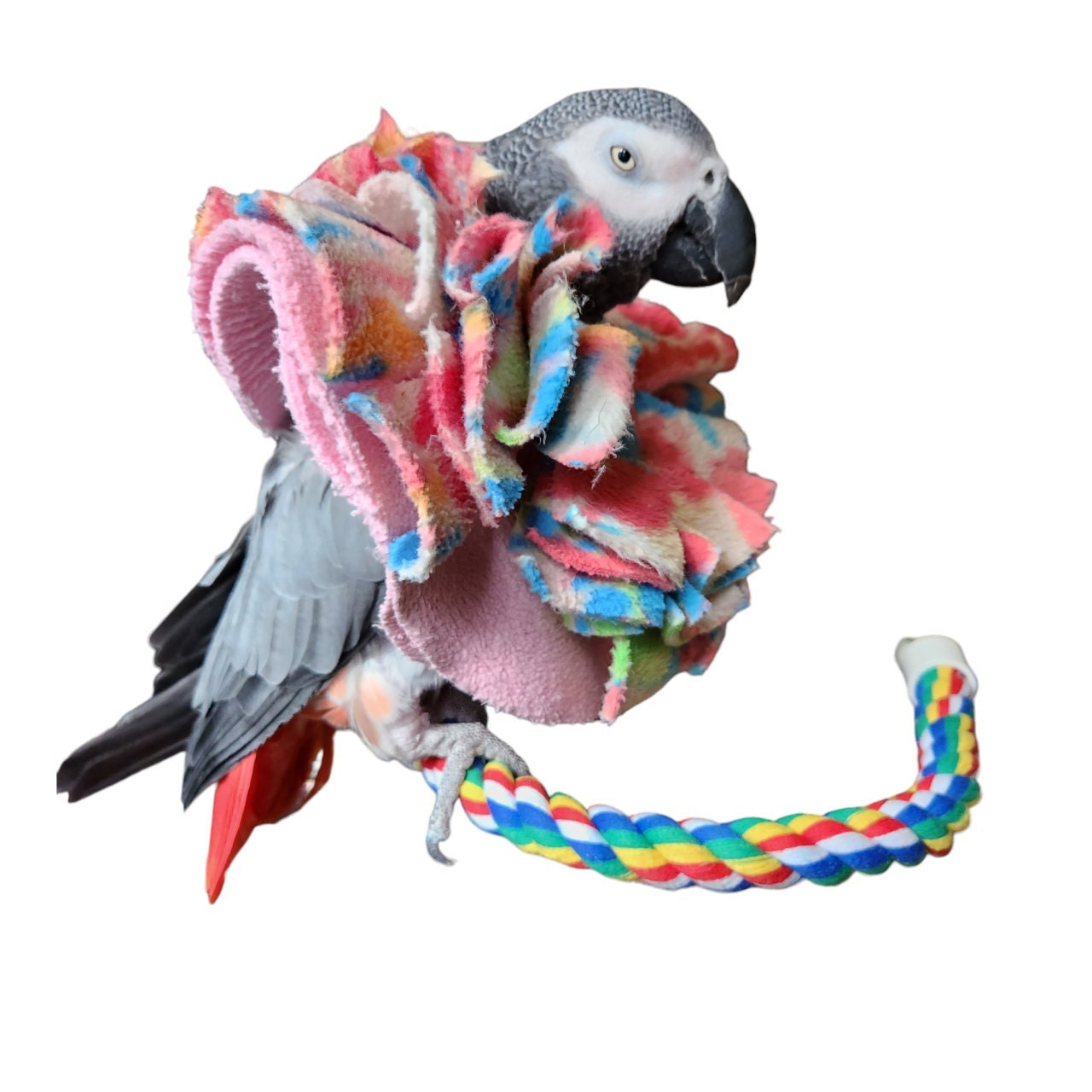 You & Me Colorful Spiral Rope Bird Perch, Medium