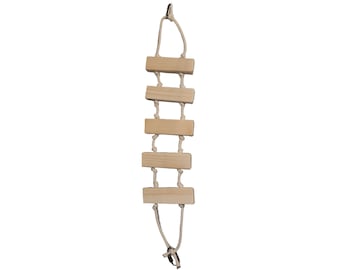 24 Inch Pine Wood Cotton Rope Ladder for Birds and Parrots with Stainless Steel Locking Carabiners