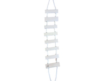 Escalera de cuerda de algodón y madera de pino de 32 pulgadas para pájaros y loros con mosquetones de bloqueo de acero inoxidable