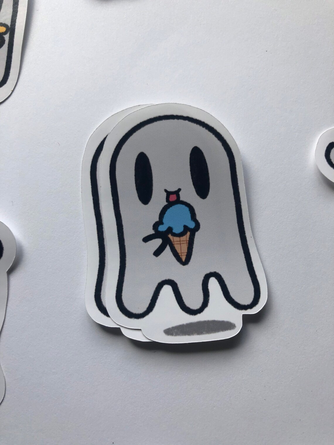 Ice Cream Ghost GLOSSY STICKER 1pc Etsy