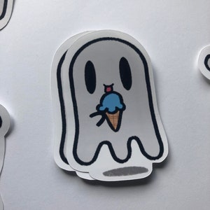 Ice Cream Ghost- GLOSSY STICKER (1pc) - Etsy