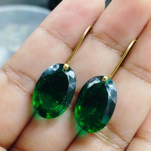 14K Gold Green Tourmaline Earrings, Oval Dangle Earrings, Tourmaline Drop Earrings ,Tourmaline Jewelry Gift For He, Christmas Gifts