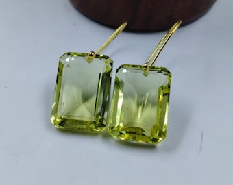 14K Gold Lemon Quartz Drop Earrings: Handmade Gemstone Jewelry