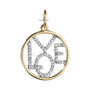 Colgante de amor de oro de 14 quilates, colgante "Te amo", colgante de amor de diamantes, colgante hecho a mano, accesorios de joyería con diamantes pavé, regalo de San Valentín para ella