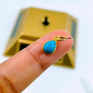 Pear Shape Natural Turquoise Charm/18k Solid Gold/December Birthstone/Turquoise Gold Charm Pendant/Handmade Bezel Charm/Gift For Her