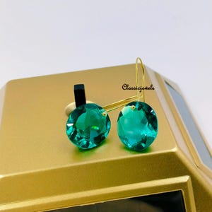 14K Gold Paraiba Tourmaline Oval Earrings, Green Tourmaline Drop Earrings, Tourmaline Jewelry Gift For Her, Valentines Gifts, Oval Earrings