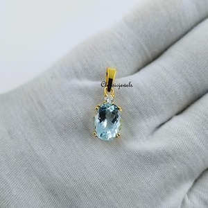 Natural Aquamarine Charm, 18k Solid Gold Charm, Aquamarine Gold Charm, Gold Charm, Diamond Charm Pendant, Handmade Gold Charm, Gift For Her