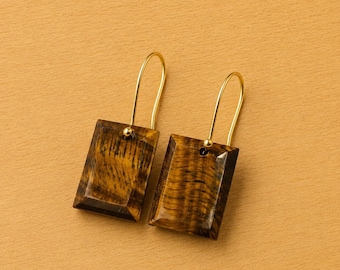 Tiger's Eye Dangle Earrings: Handmade 925 Sterling Silver Gemstone Jewelry