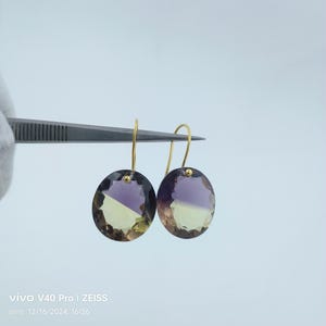 14K Yellow Gold Ametrine Dangle Drop Earrings , Bicolor Gemstone Earrings, Jewelry Gift For Her, Statement Earrings, Hook Earrings Jewelry