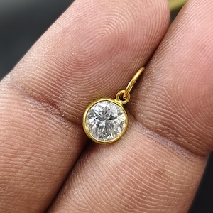 1.26ct Moissanite Pendant Necklace: Round Cut, 18k Gold Bezel Setting