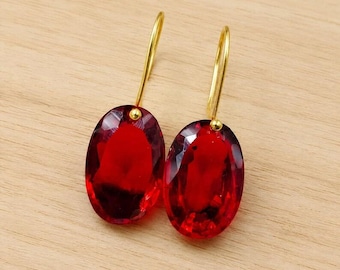 Orecchini pendenti in argento sterling con granato placcato oro 14 carati