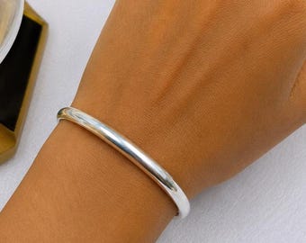 Ręcznie robiona, ciężka bransoletka ze srebra próby 925: Masywna, solidna bransoletka ze srebra
