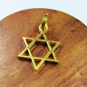 Chunky Gold Star of David Pendant: 925 Sterling Silver Jewish Jewelry