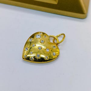 Handmade 14k Gold Diamond Heart Charm Pendant Necklace