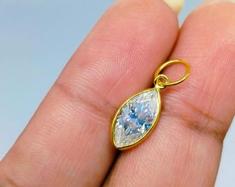 18k Gold Marquise Moissanite Solitaire Pendant Necklace