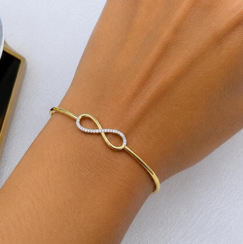 Handmade Diamond Infinity Bangle: 925 Sterling Silver Bracelet - Etsy