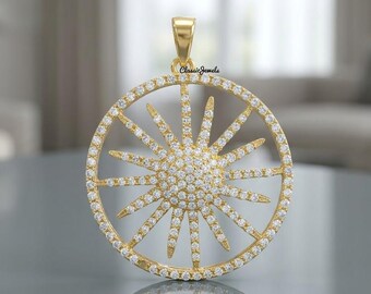 Diamant Starburst Charm-hänge, Diamantstjärna, Stjärnexplosion, Starburst Diamantberlock, Himmelskt hänge, Charm-halsband, Diamant Himmelsk gåva