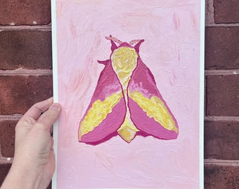 Pintura al óleo de polilla de arce rosado