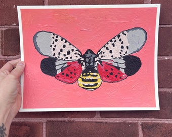 Pintura al óleo de la mosca linterna manchada