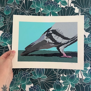 Pigeon bum oil painting