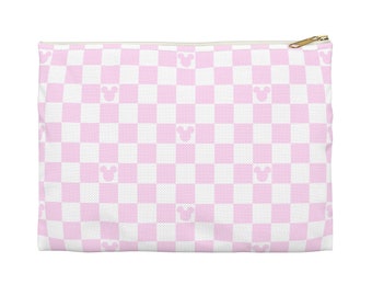 Pink Checkered Ears Accessory Pouch