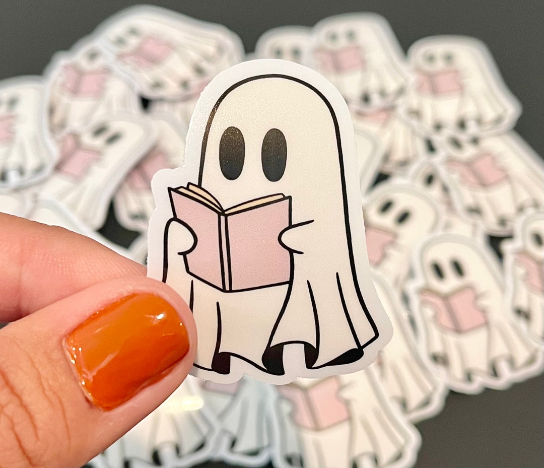 Ghost Reading a Book Sticker - Etsy