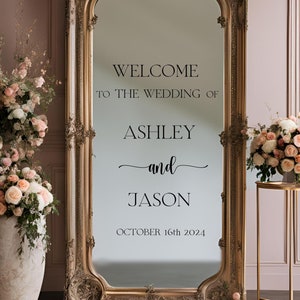 Letrero de bienvenida para boda personalizado, letreros de bienvenida para boda, calcomanías de vinilo personalizadas, decoración de boda, espejo, acrílico, cartón