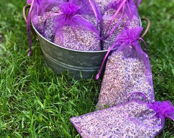 Real Lavender Sachet, Organza Bag, 1 0z Lavender Filled Pouch, All Natural, Aromatherapy, Restful Sleep, Calming, Moth Repellent