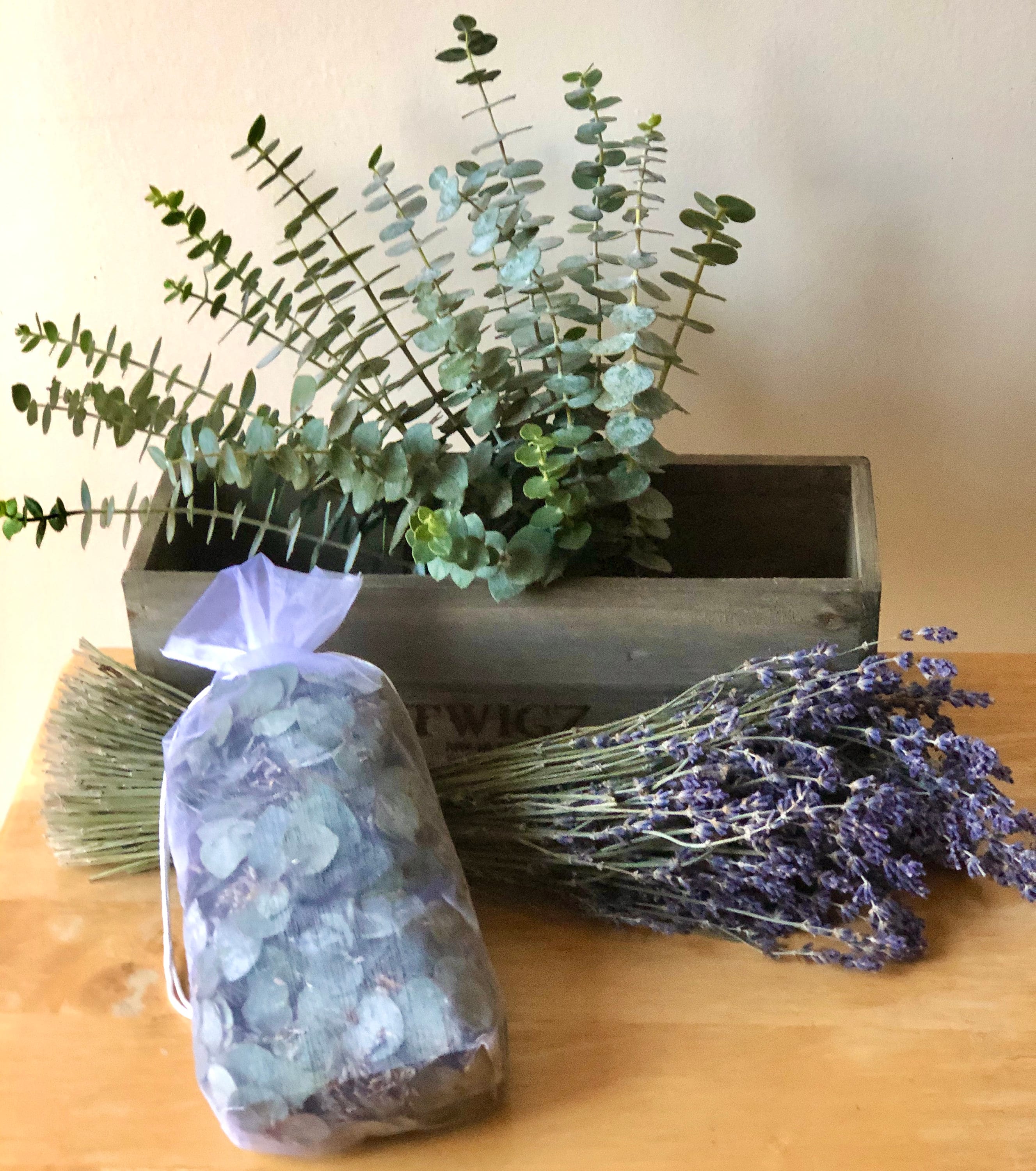 Real Eucalyptus and Lavender Shower Pouch Organza Bag Etsy
