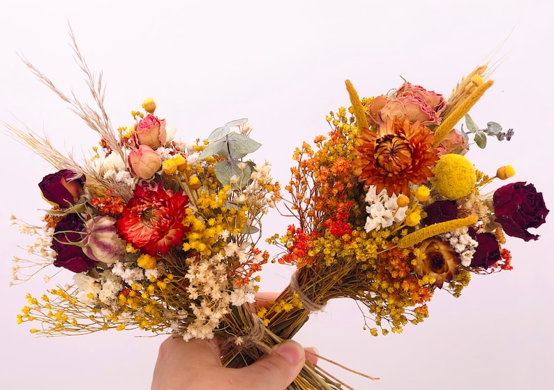 Petite Mini Colorful Dried Flower Bouquet, Dry Floral Bouquet, Natural Everlasting Dry Flowers, Flower Arrangement, Cute Present image 1