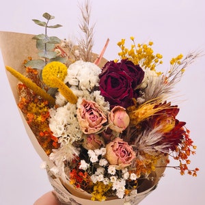 Petite Mini Colorful Dried Flower Bouquet, Dry Floral Bouquet, Natural Everlasting Dry Flowers, Flower Arrangement, Cute Present image 2