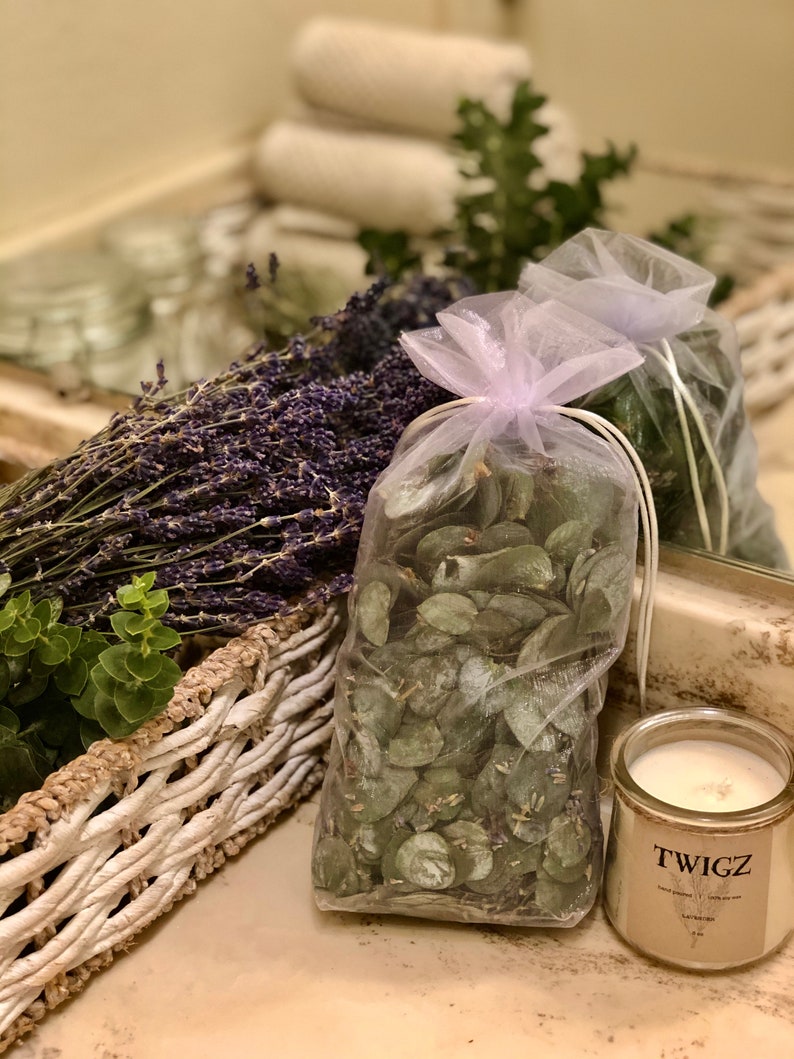 Real Eucalyptus and Lavender Shower Pouch Organza Bag Etsy