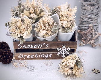 Petite Mini Christmas Dried Flower Bouquet, Natural Everlasting Dry Flowers, Holiday Season Flower Arrangement, Holidays 2023, Cute Present