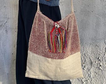 Handwoven Hemp Shoulder Bag: North Thailand Lua Tribal Art