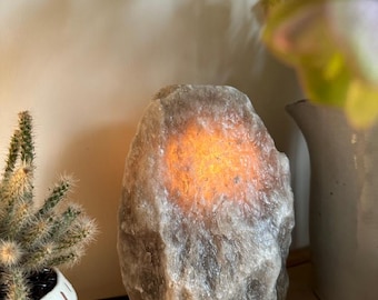 Lampe au sel blanc de l'Himalaya : base en marbre, certifiée