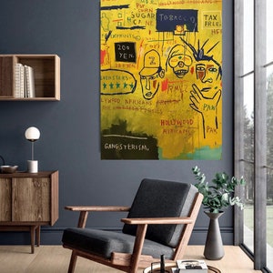 Hollywood Africans Neo Expressionism Contemporary Art Jean  | Street Art on Canvas | Wall Decor | Neo-Expressionism Art | Free Shipping