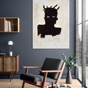 Head Neo Expressionism Contemporary Art Jean  | Street Art on Canvas | Wall Decor | Neo-Expressionism Art | Free Shipping