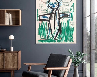 Warrior Neo Expressionism Contemporary Art Jean  | Street Art on Canvas | Wall Decor | Neo-Expressionism Art | Free Shipping | Highest