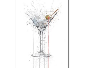 Martini Canvas Wall Art: Wine Lover Gift, Home Bar Decor