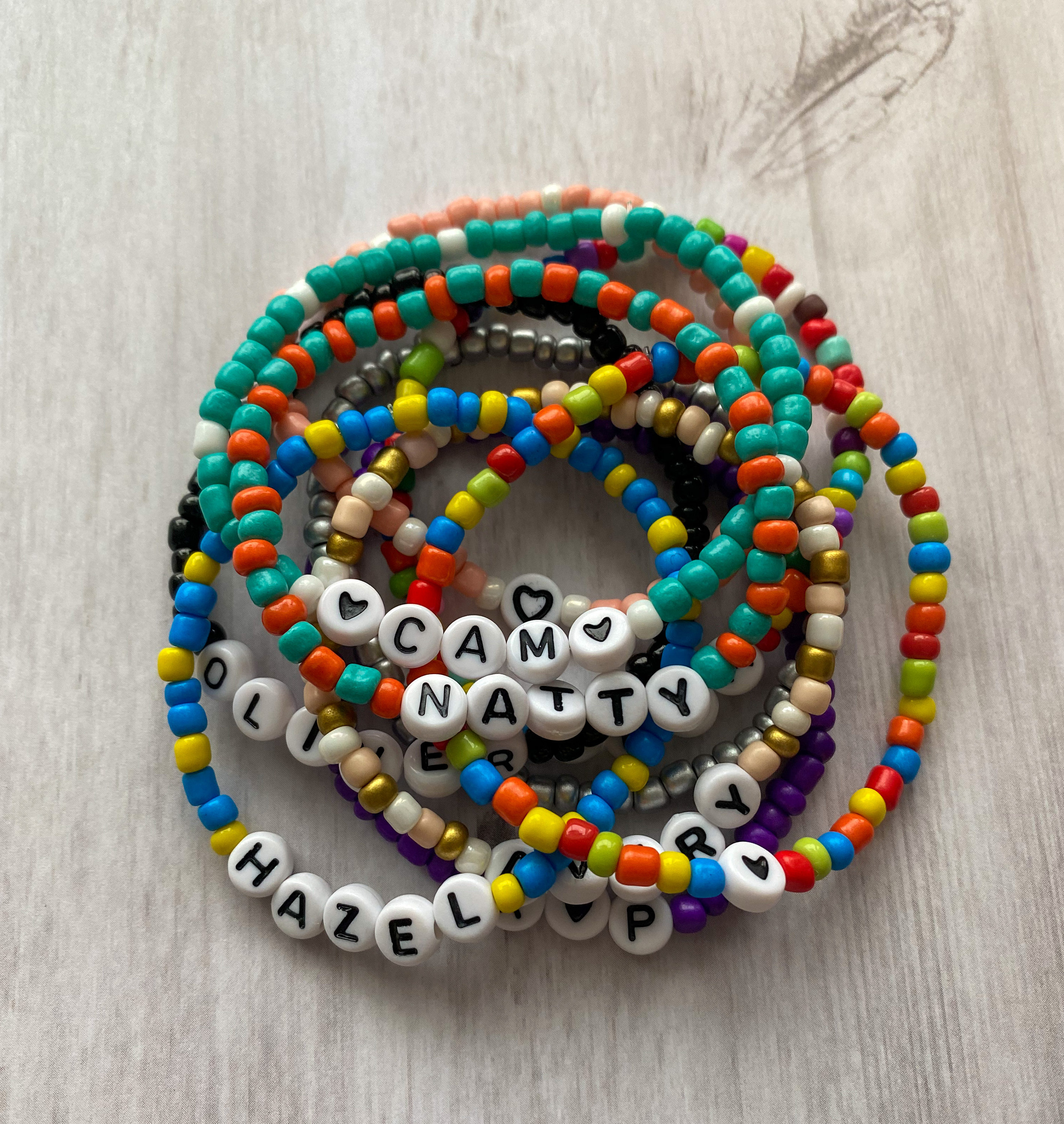 Kids Beaded Name Bracelet Colorful Bead Bracelet Seed Bead Etsy
